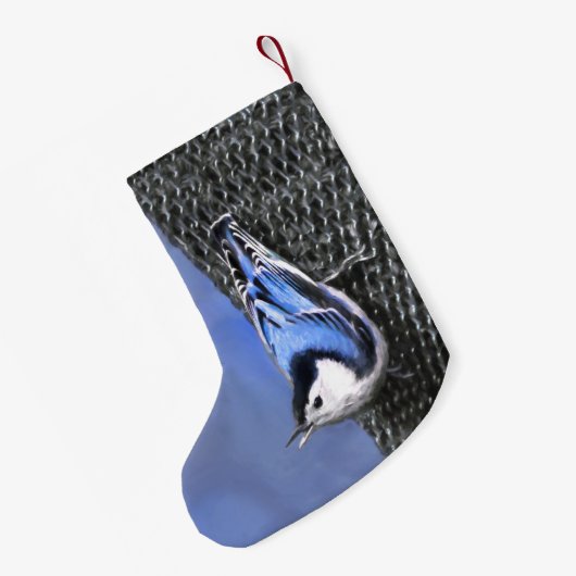 White-Breasted Nuthatch schilderende Originele Bir Kleine Kerstsok (Achterkant (Hangend))