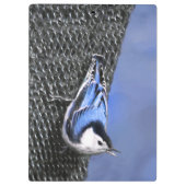 White-Breasted Nuthatch schilderende Originele Bir Klembord (Achterkant)