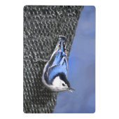 White-Breasted Nuthatch schilderende Originele Bir Mini Klembord (Achterkant)