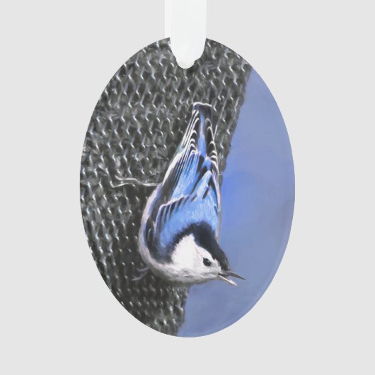 White-Breasted Nuthatch schilderende Originele Bir Ornament (voorkant)