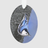 White-Breasted Nuthatch schilderende Originele Bir Ornament (achterkant)