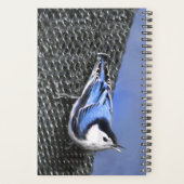 White-Breasted Nuthatch schilderende Originele Bir Planner (Achterkant)