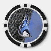 White-Breasted Nuthatch schilderende Originele Bir Poker Chips (Voorkant)