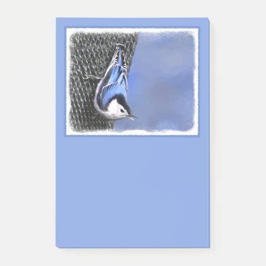White-Breasted Nuthatch schilderende Originele Bir Post-it® Notes (Voorkant)