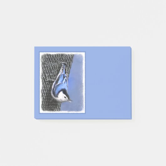White-Breasted Nuthatch schilderende Originele Bir Post-it® Notes (Voorkant)