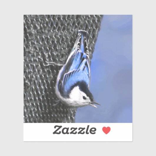 White-Breasted Nuthatch schilderende Originele Bir Sticker (Vel)