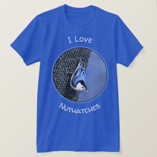 White-Breasted Nuthatch schilderende Originele Bir T-shirt (Design voorkant)