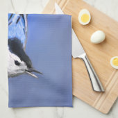 White-Breasted Nuthatch schilderende Originele Bir Theedoek (Quarter Fold)