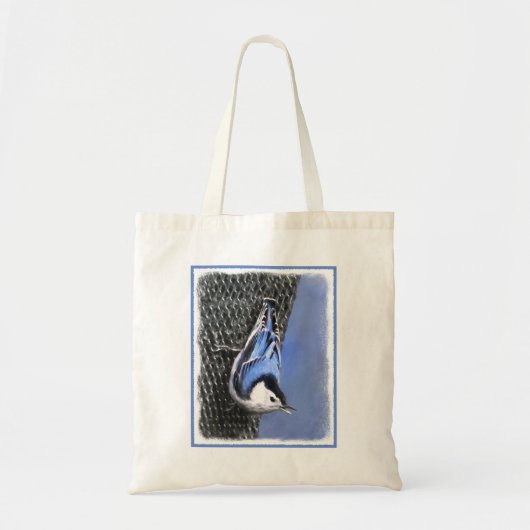 White-Breasted Nuthatch schilderende Originele Bir Tote Bag (Voorkant)