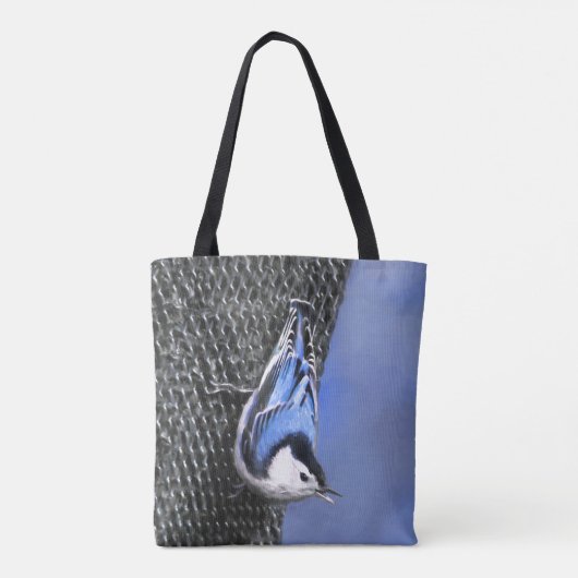 White-Breasted Nuthatch schilderende Originele Bir Tote Bag (Achterkant)