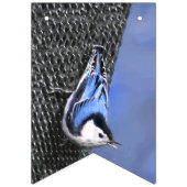 White-Breasted Nuthatch schilderende Originele Bir Vlaggetjes (Tweede vlag)