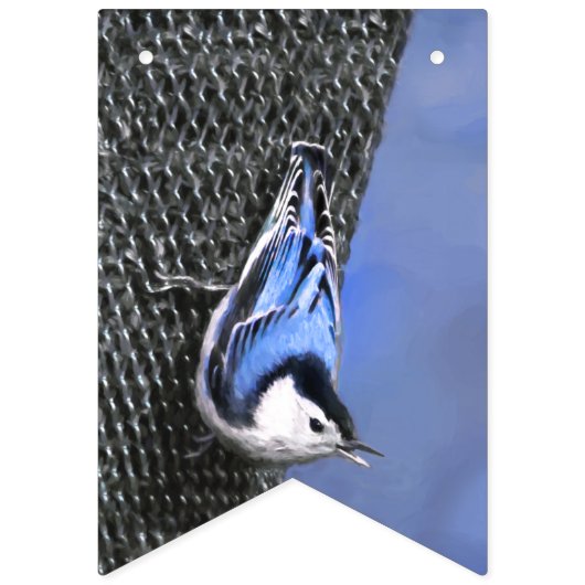 White-Breasted Nuthatch schilderende Originele Bir Vlaggetjes (Eerste vlag)