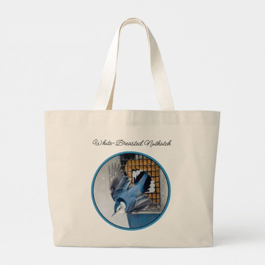 White-Breasted Nuthatch Vliegende Originele Foto Grote Tote Bag (Achterkant)