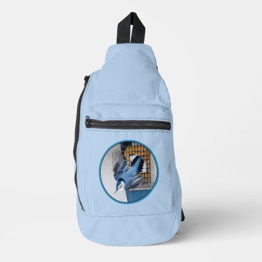 White-Breasted Nuthatch Vliegende Originele Foto Sling Bag (Voorkant)