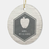 White Brick Chalkboard geïnspireerd Apple Teacher Keramisch Ornament (Links)