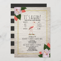 White Brick Flamingo Tropical Boho Baby shower