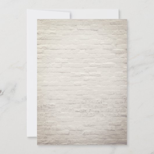 White Brick Wreath Monogram Virtuele bruiloft Kaart (Achterkant)