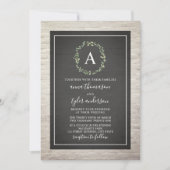 White Brick Wreath Monogram Wedding Kaart (Voorkant)