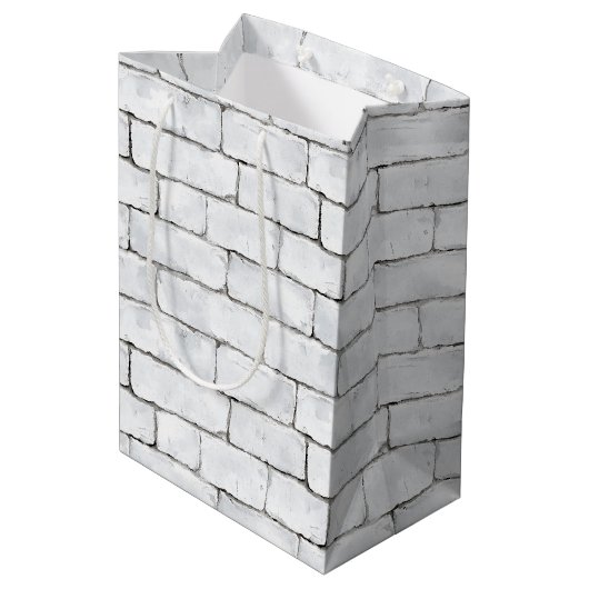 White Bricks Medium Cadeauzakje (Achterkant Gekanteld)