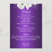 White Bridal Bouquet Paars Wedding Informatiekaartje (Voorkant)