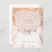 White Bridal Dress met Rozen BEWAREN DE DATUM Aankondigingskaart (Voorkant / Achterkant)