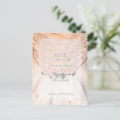 White Bridal Dress met Rozen BEWAREN DE DATUM Aankondigingskaart (Staand voorkant)