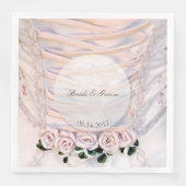 White Bridal Dress met Rozen bruiloft Servet (Voorkant)