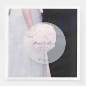 White Bridal Dress met Rozen bruiloft Servetten (Voorkant)