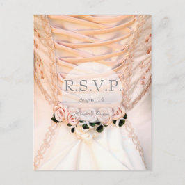 White Bridal Dress met Rozen Weddenschap RSVP Uitnodiging Briefkaart