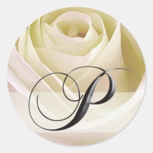 White Bridal Roos Monogram Sticker Initiaal P