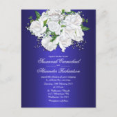 White Bridal Rozen op donkerblauwe bruiloft Briefkaart (Voorkant)