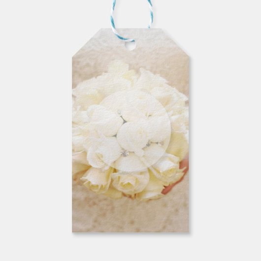 White Bridal Wedding Flower Bouquet Cadeaulabel (Achterkant)