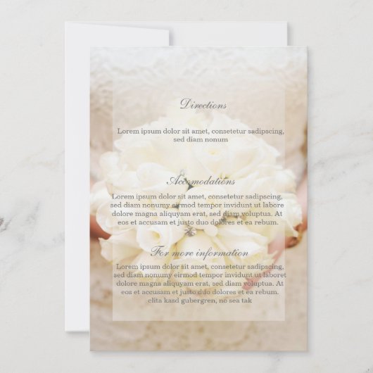 White Bridal Wedding Flower Bouquet Directions Kaart (Voorkant)