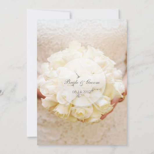 White Bridal Wedding Flower Bouquet Directions Kaart (Achterkant)