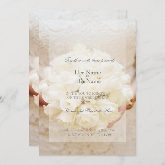 White Bridal Wedding Flower Bouquet Kaart (Voorkant / Achterkant)