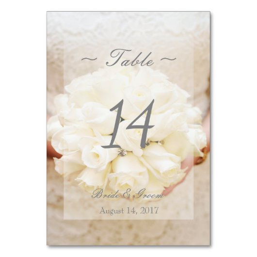 White Bridal Wedding Flower Wedding Table Number Kaart (Voorkant)