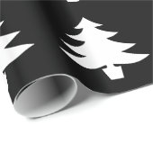White Bright Kerstmis Tree Holiday Pattern Black Cadeaupapier (Rol Hoek)