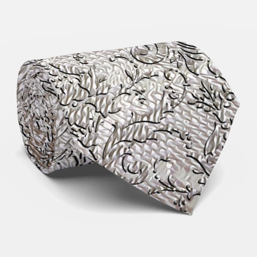 White Brocade Damask Stropdas (Opgerold)