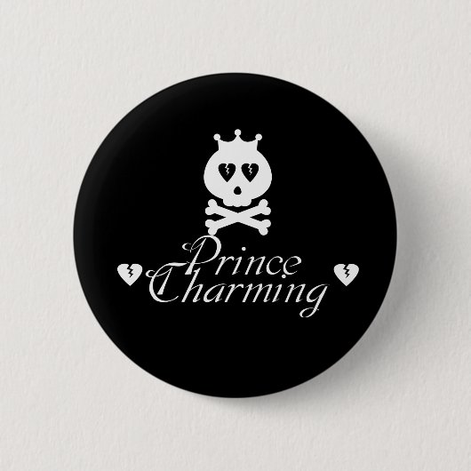 White Broken Heart Prince Charming Button (Voorkant)