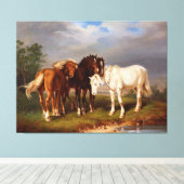 White Brown Caramel Horse Canvas Afdruk (Insitu (Houten vloer))