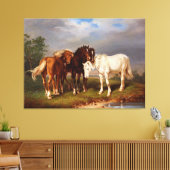 White Brown Caramel Horse Canvas Afdruk (Insitu (Woonkamer))