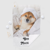 White Brown Cute Dog Good Morning Golf Towels Golfhanddoek (Insitu)