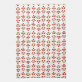 White & Brown Folk Art Floral Elegant Cozy Rustic Theedoek (Verticaal)