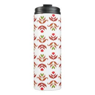 White & Brown Folk Art Floral Elegant Cozy Rustic Thermosbeker