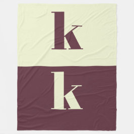 White & brown initial personalized  fleece deken