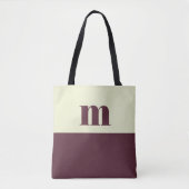 White & brown initial personalized tote bag (Voorkant)