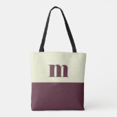 White & brown initial personalized tote bag (Achterkant)