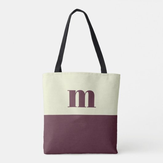 White & brown initial personalized tote bag (Achterkant)