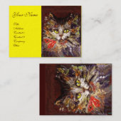 WHITE BROWN KITTY CAT-PORTRATRAT MET RODE RIBBON VISITEKAARTJE (Voorkant / Achterkant)