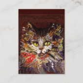 WHITE BROWN KITTY CAT-PORTRATRAT MET RODE RIBBON VISITEKAARTJE (Achterkant)